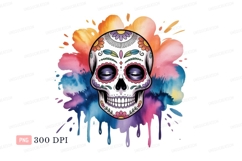 Decorated skull watercolor splash sugar painted Product Image 1