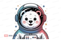 Cute bear astronaut floating among stars space Product Image 1