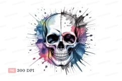 Skull watercolor splash paint splatter Product Image 1