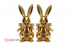 Golden bunnies with bows rabbits festive Product Image 1