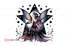 Rainbow winged fairy elegant gown wings purple Product Image 1