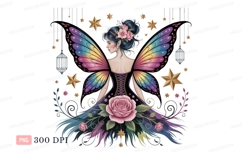 Rainbow winged fairy adorned with flowers wings rose Product Image 1
