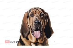 Brown dog with long ears and pink tongue hound canine Product Image 1