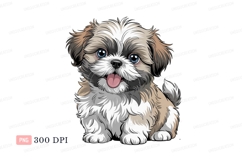 Fluffy Shih Tzu puppy with blue eyes canine Product Image 1