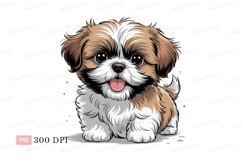 Fluffy brown white puppy canine shih Product Image 1