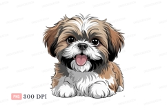 Fluffy Shih Tzu puppy with tongue out image Product Image 1