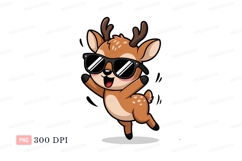 Cool deer dancing with sunglasses cartoon Product Image 1