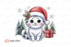 Adorable christmas kitten wearing santa hat gift Product Image 1