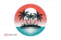 Tropical island sunset ocean view palm tree Product Image 1