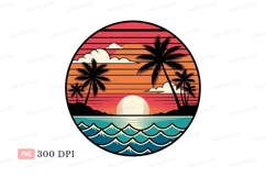 Tropical sunset ocean palm trees image Product Image 1