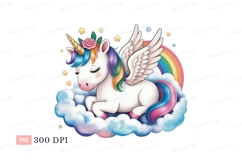 White winged unicorn resting on clouds pegasus wings Product Image 1