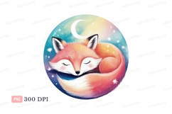 Sleeping fox moon stars night Product Image 1
