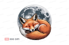 Sleeping fox moon night orange Product Image 1