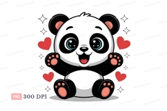 Cute panda with hearts bear cartoon Product Image 1