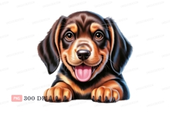 Adorable brown black puppy smiling canine animal Product Image 1