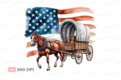 Horse drawn wagon american flag stars Product Image 1