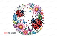 Ladybugs flowers butterflies wreath butterfly nature Product Image 1