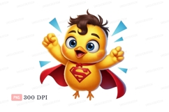 Cute chick superhero with red cape yellow Product Image 1