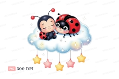 Cute ladybugs resting on cloud stars baby Product Image 1