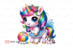 Cute unicorn with rainbow mane and baby unicorn tail Product Image 1
