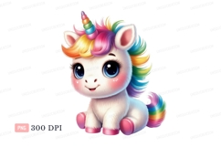 Cute fluffy unicorn with rainbow mane fantasy Product Image 1