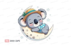 Sleeping koala on moon with stars night Product Image 1