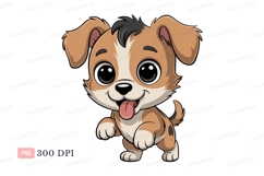Happy puppy brown white playful cartoon Product Image 1