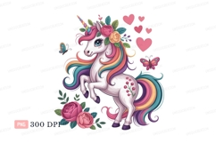 Magical unicorn with rainbow mane and floral adornments Product Image 1