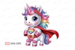 Cute unicorn superhero rainbow heart image Product Image 1