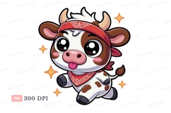 Cute cow with bandana and stars cartoon Product Image 1