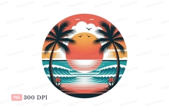 Sunset Palms Ocean Waves Tropical image Product Image 1