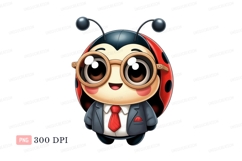 Cute ladybug wearing glasses and suit insect Product Image 1
