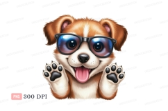 Happy dog wearing sunglasses puppy playful Product Image 1