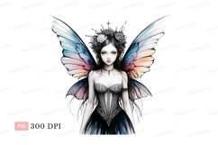 Gothic fairy with pastel wings flowers Product Image 1