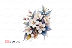 Delicate white blossoms with blue leaves flowers Product Image 1