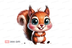 Cute cartoon squirrel with big blue eyes animal rodent Product Image 1