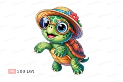 Cute turtle wearing hat and glasses animal cartoon Product Image 1