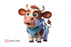 Cartoon cow wearing blue bandana animal mammal Product Image 1