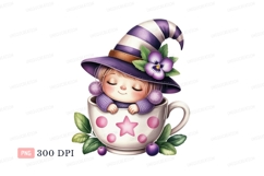 Sleeping witchling in teacup purple Product Image 1