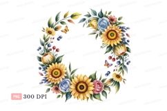Sunflower rose wreath floral arrangement sunflowers Product Image 1