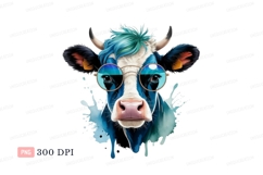 Blue cow wearing round glasses hair Product Image 1