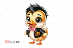Cute duckling with punk hairstyle and Halloween jacket Product Image 1
