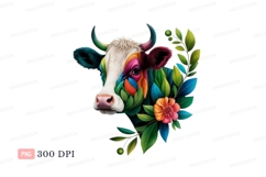 Colorful cow adorned with foliage and flower animal Product Image 1