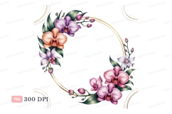Floral orchid frame mockup pink purple Product Image 1