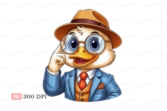 Cartoon duck wearing suit and hat character animal Product Image 1