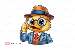 Dapper duck wearing spectacles and hat cartoon character Product Image 1