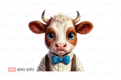 Adorable cow wearing bow tie and suspenders calf animal Product Image 1