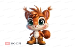 Adorable orange squirrel with big green eyes and boots Product Image 1