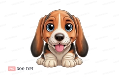 Adorable cartoon beagle puppy with big blue eyes animal Product Image 1