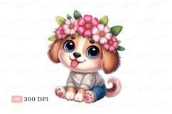 Adorable puppy wearing flower crown canine animal Product Image 1